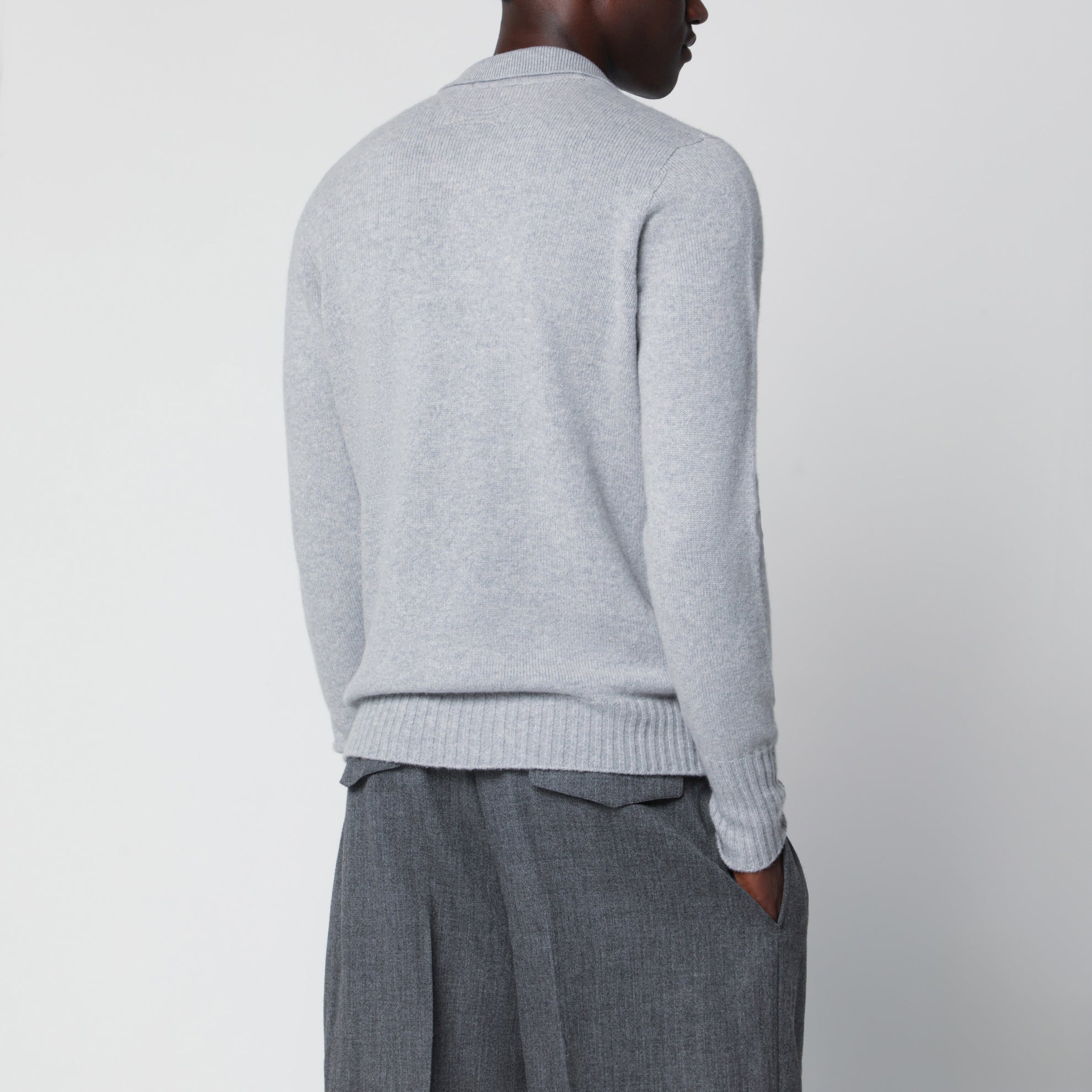 Light grey wool polo shirt
