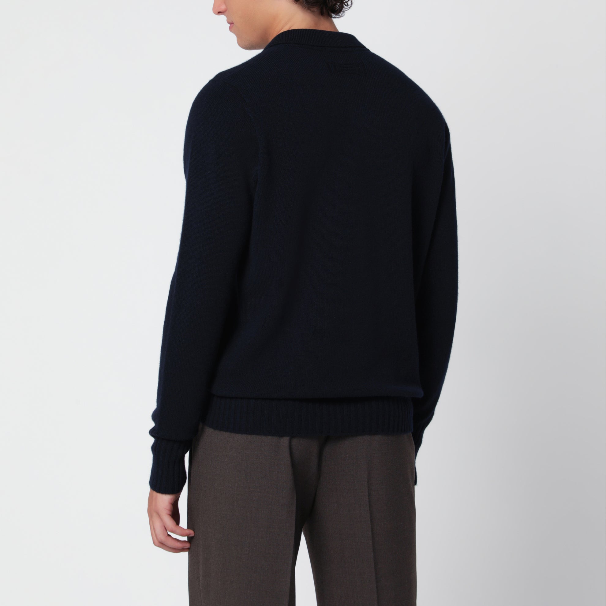 Polo blu navy in lana