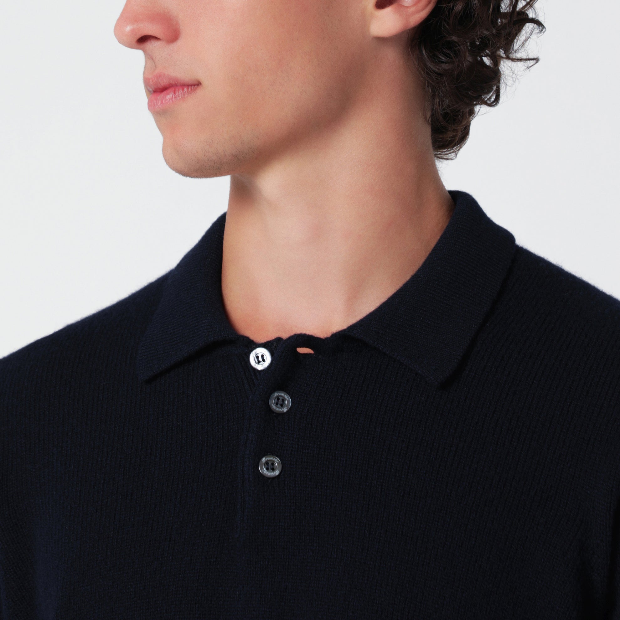 Polo blu navy in lana