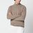 Beige melierter Half-Zip-Pullover aus Wolle