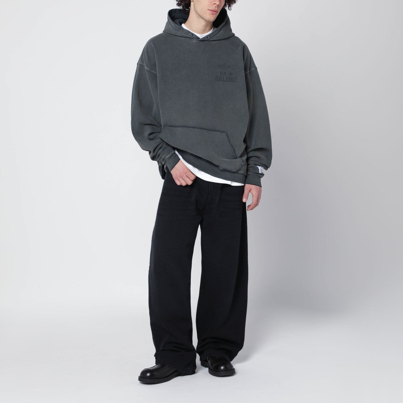 Graphite-grey sweatshirt with embossed logo