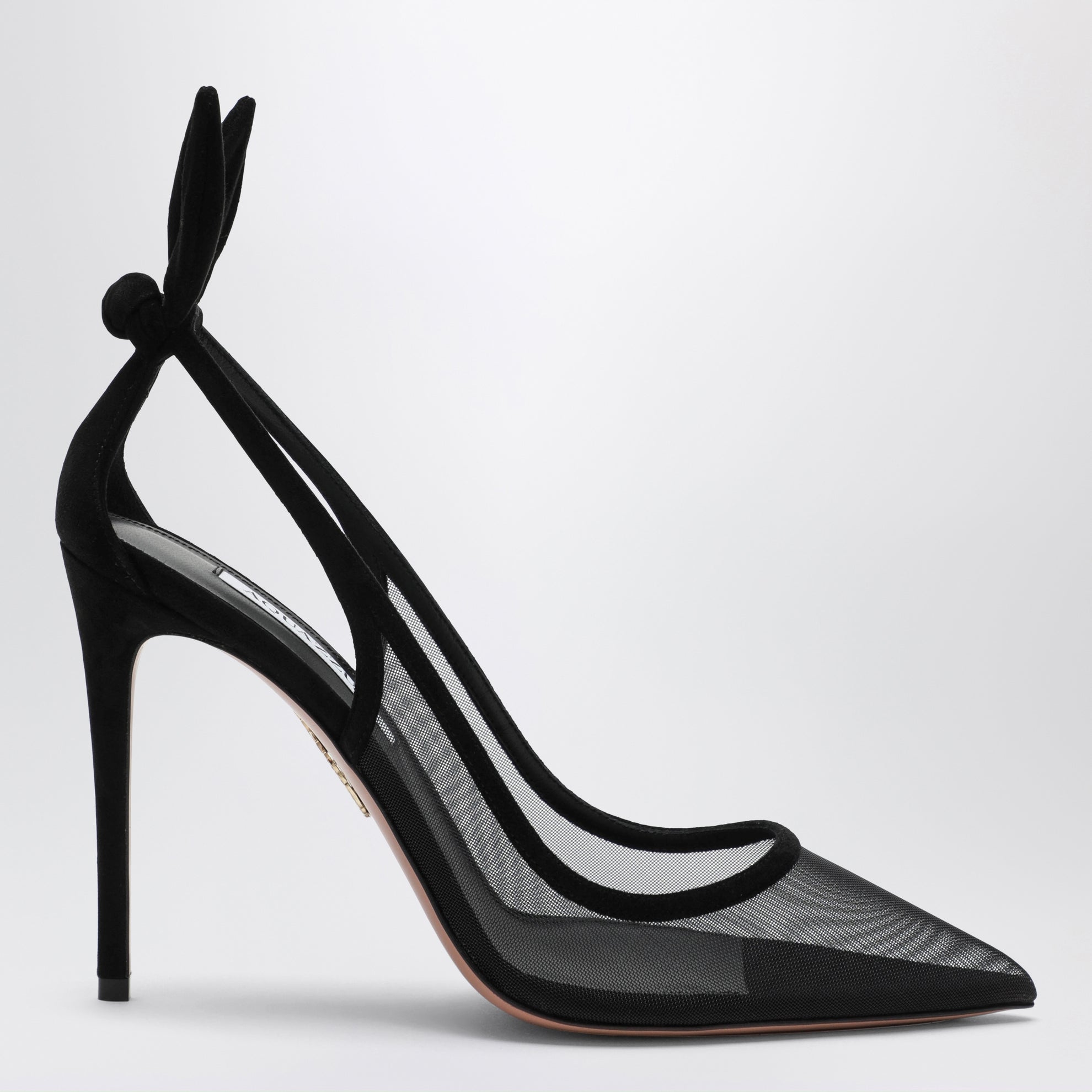 Escarpins Bow Tie noirs en résille et daim