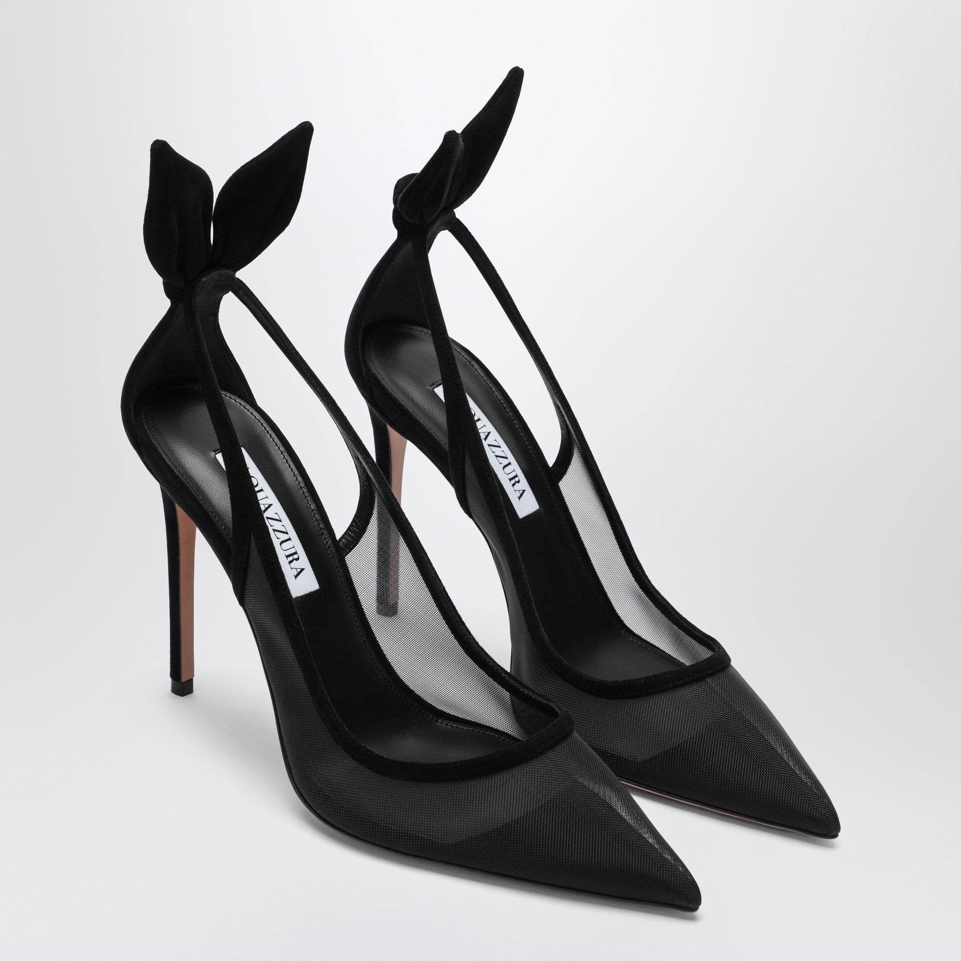 Escarpins Bow Tie noirs en résille et daim