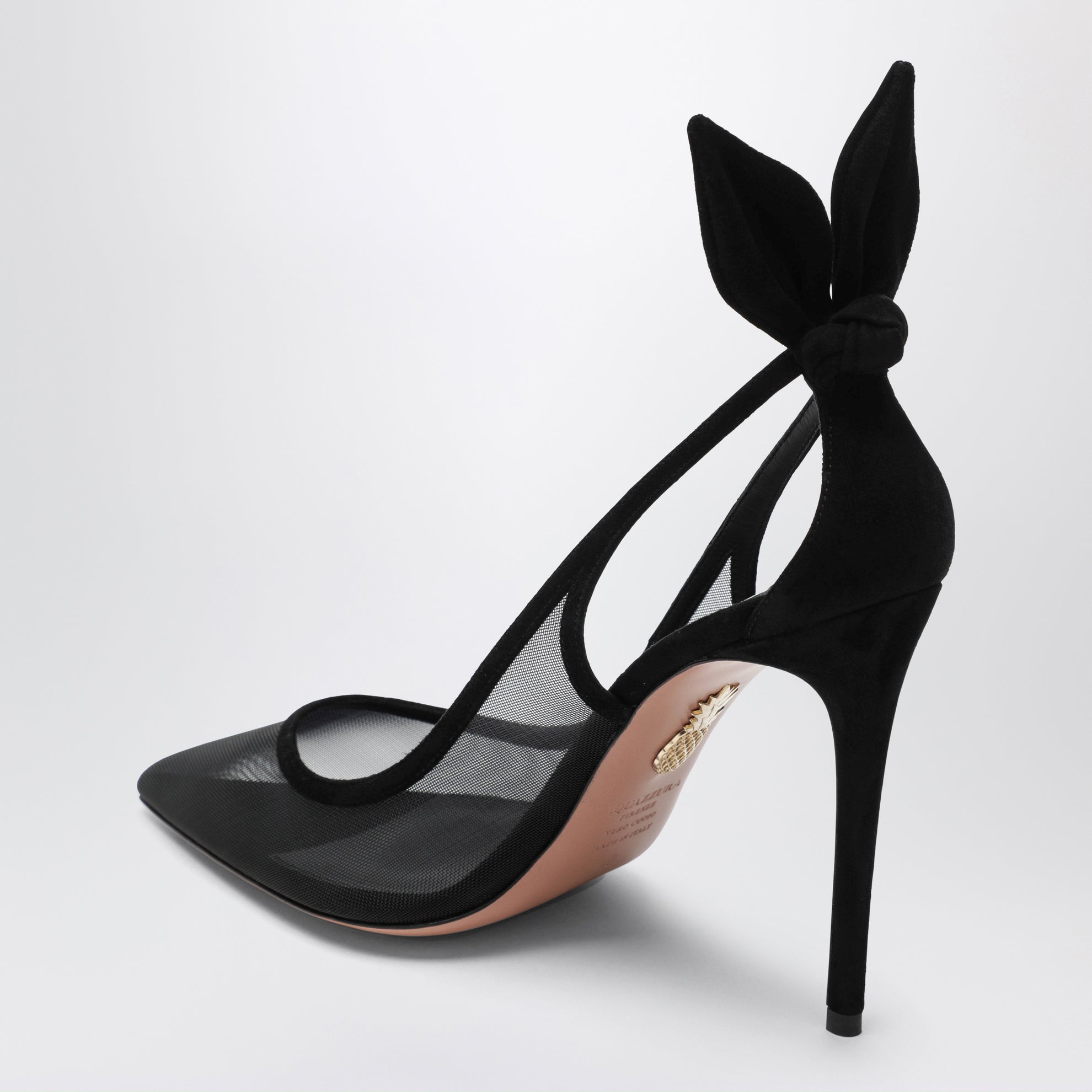 Escarpins Bow Tie noirs en résille et daim