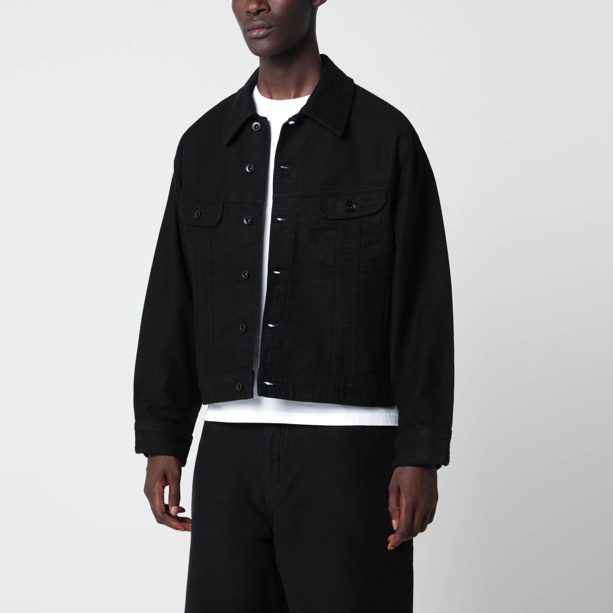 Schwarze Derby-Jacke aus Baumwollmoleskin