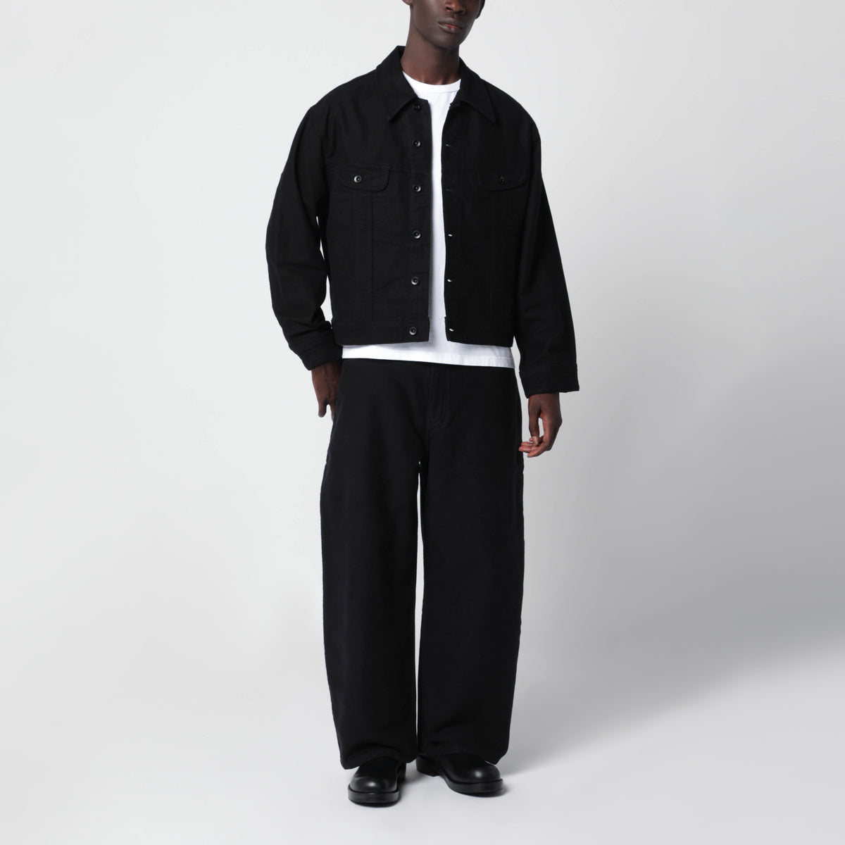 Schwarze Derby-Jacke aus Baumwollmoleskin