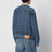 Giacca blu in denim con colletto a costine