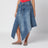 Asymmetric skirt in washed blue denim