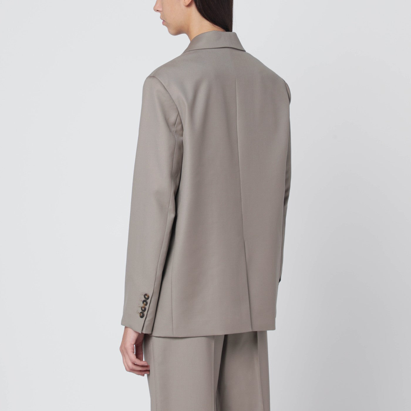 Double-breasted wool jacket in taupe color