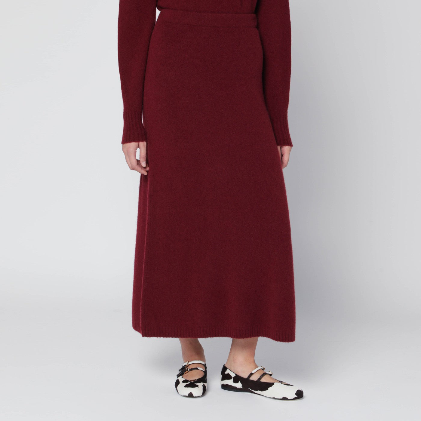 Raspberry skirt in stretch cashmere knit