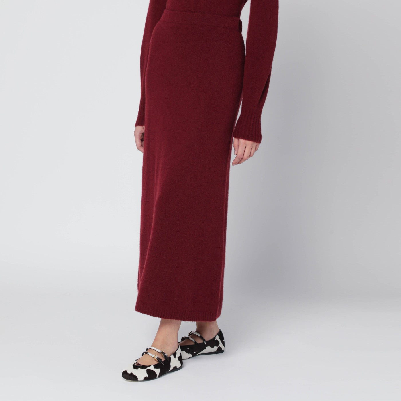Raspberry skirt in stretch cashmere knit