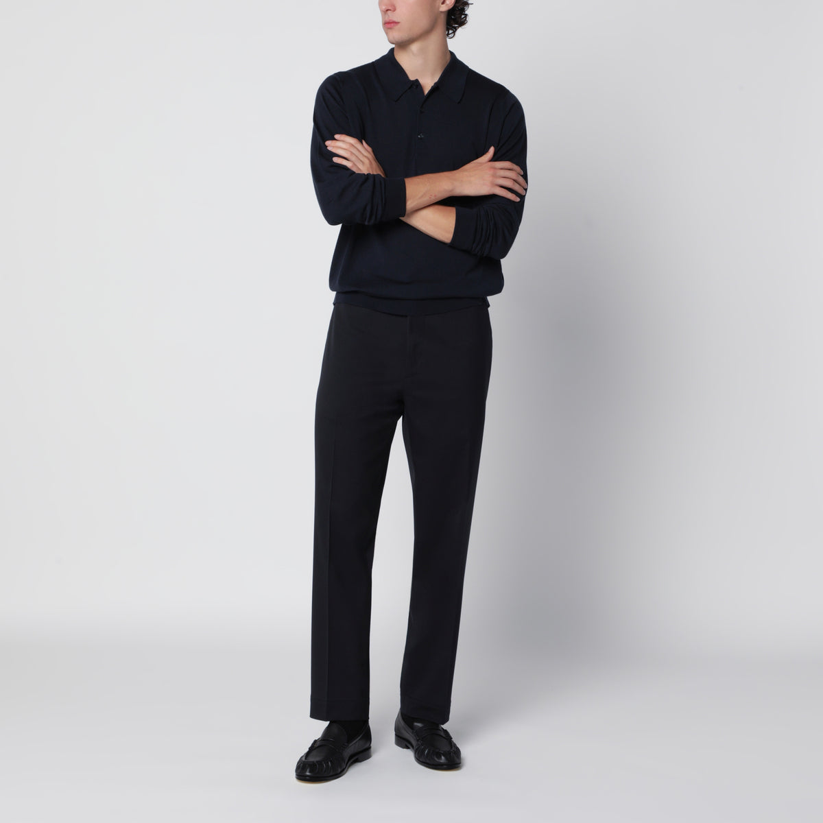 Polo bleu nuit en laine