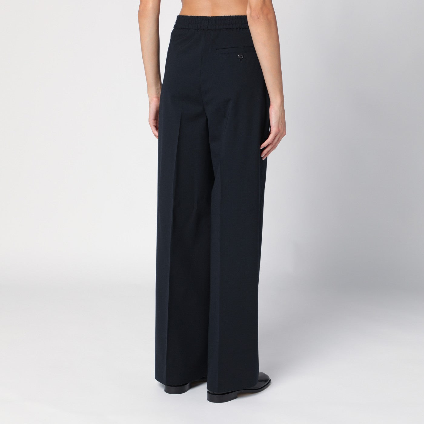 Navy blue wool-blend trousers