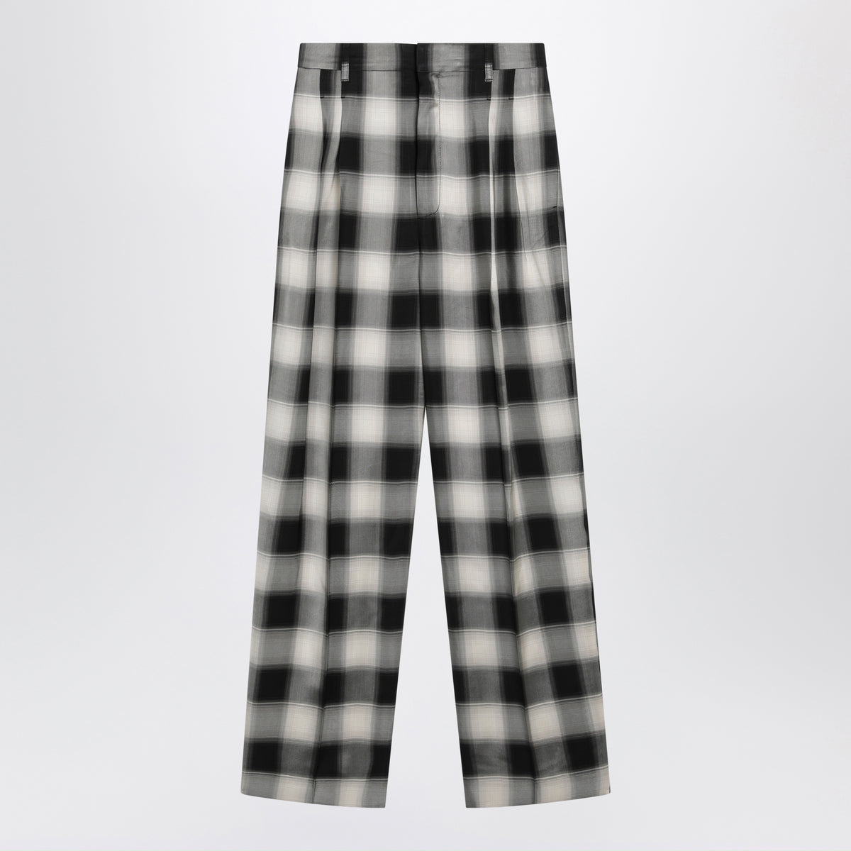 Pantalon wide-leg à carreaux beige/noir