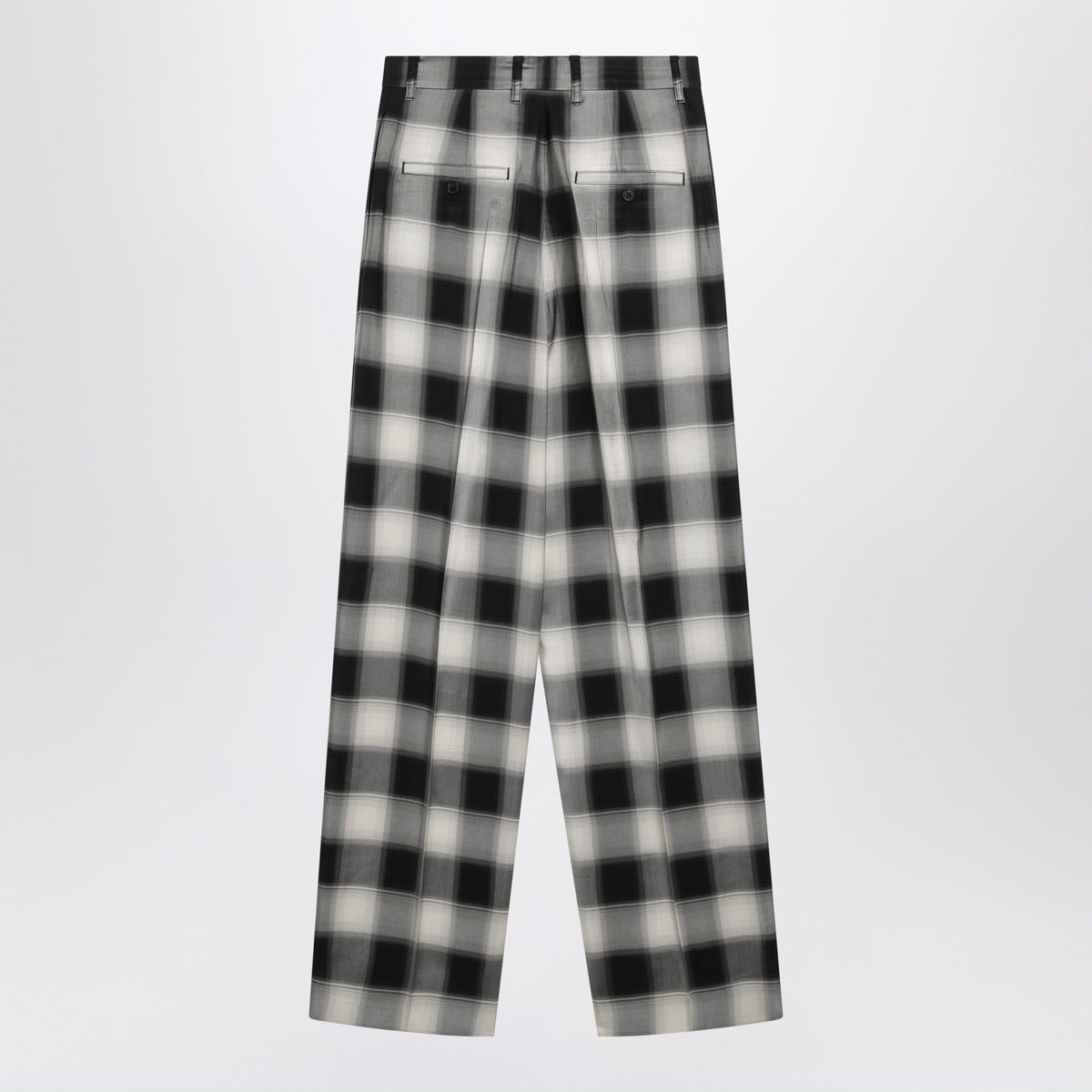 Pantalon wide-leg à carreaux beige/noir