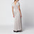 Haferfarbenes Maxikleid aus Modal-Jersey mit Knotendetail