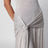Haferfarbenes Maxikleid aus Modal-Jersey mit Knotendetail