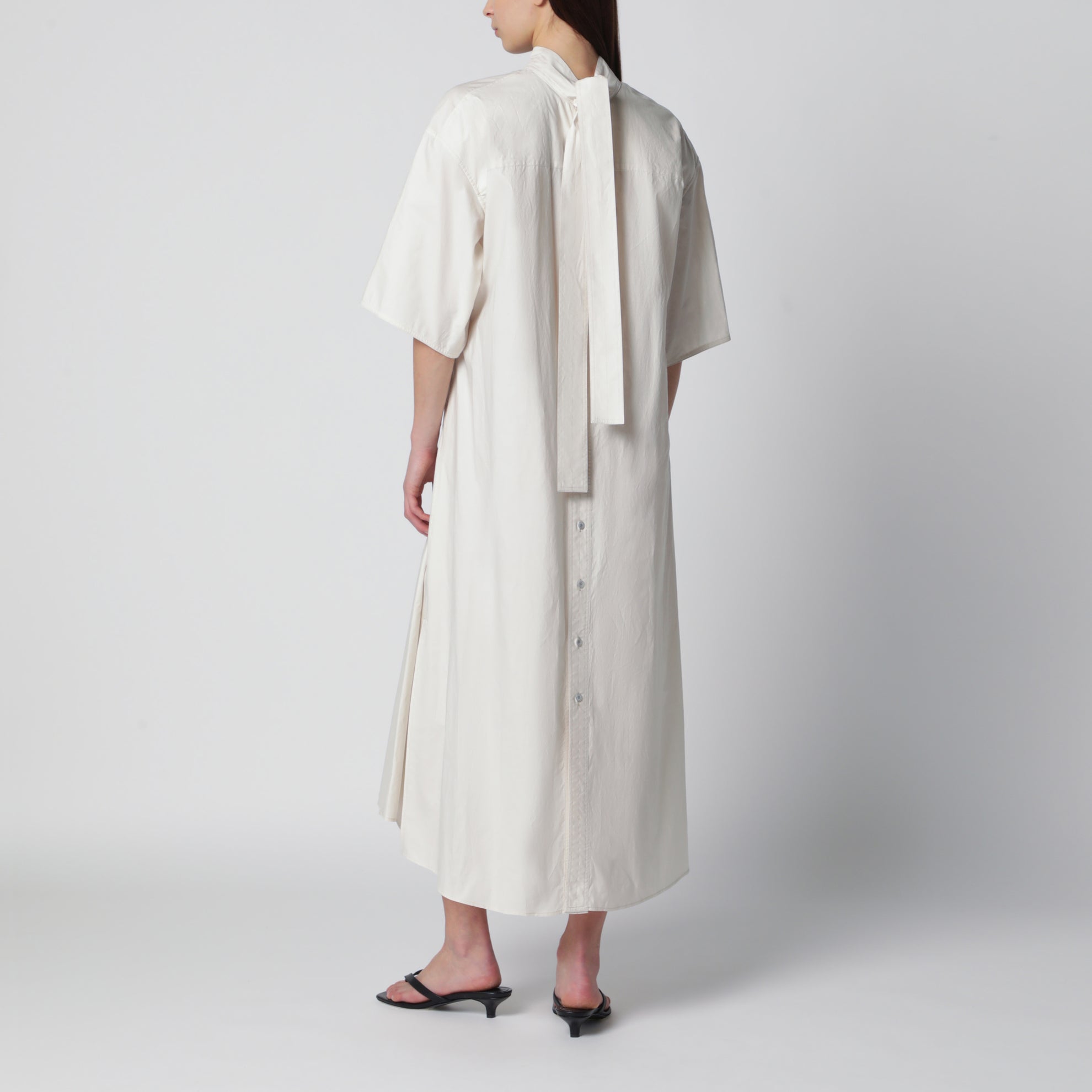 Abito reversibile color crema in misto seta