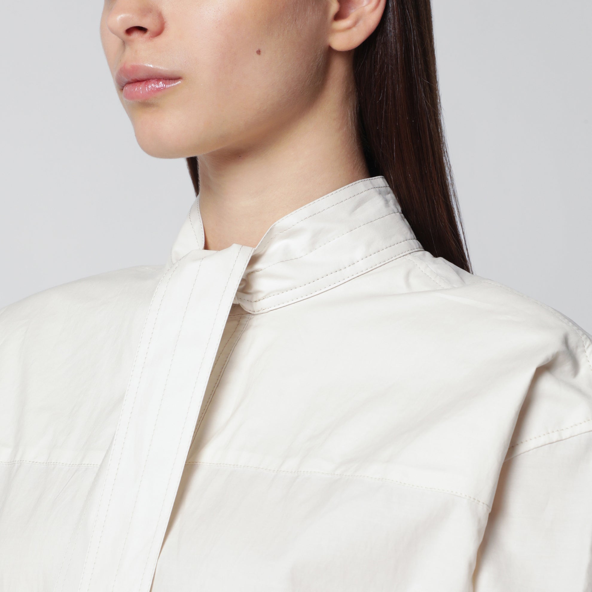 Abito reversibile color crema in misto seta