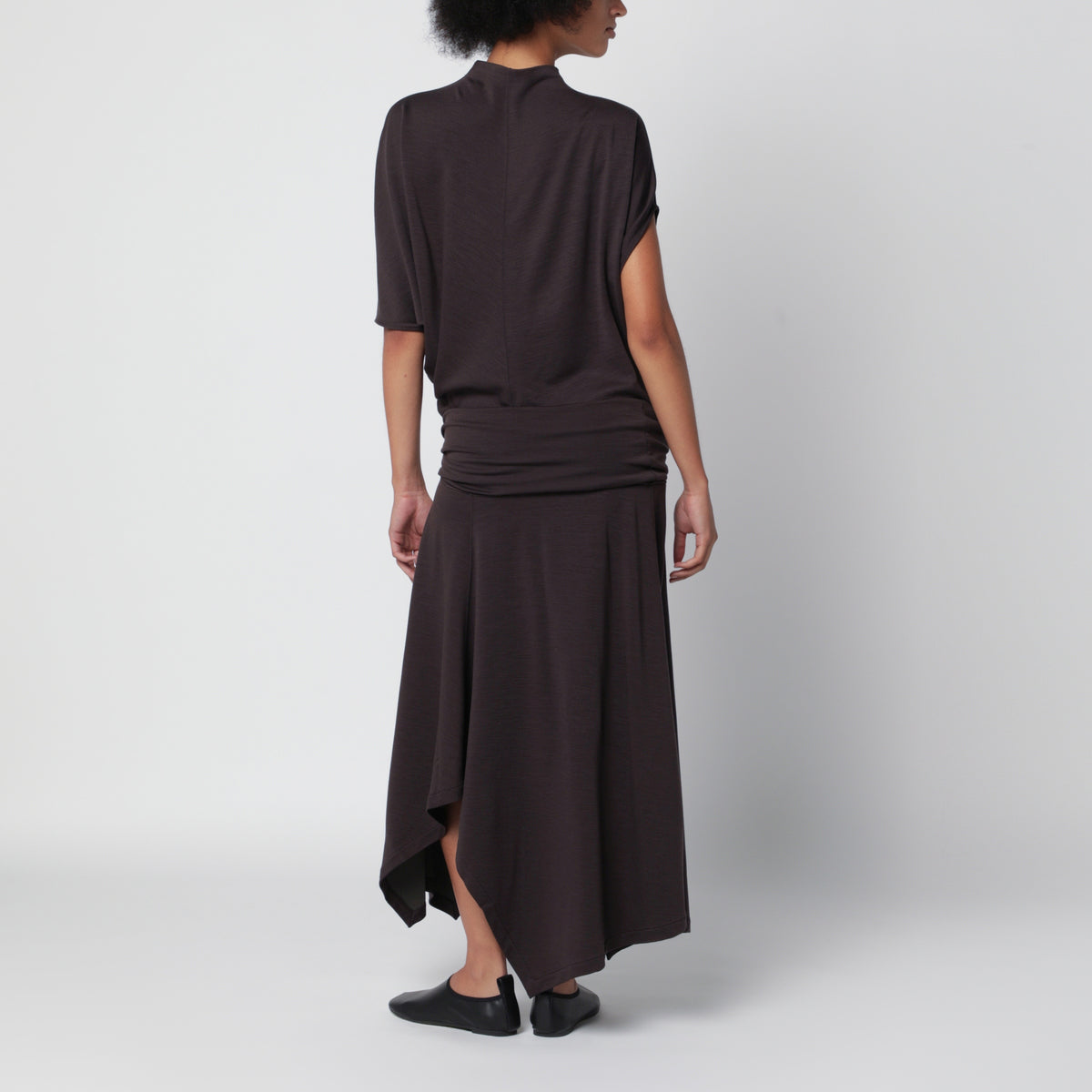 Braunes Twisted Kleid aus Wolle und Viskose