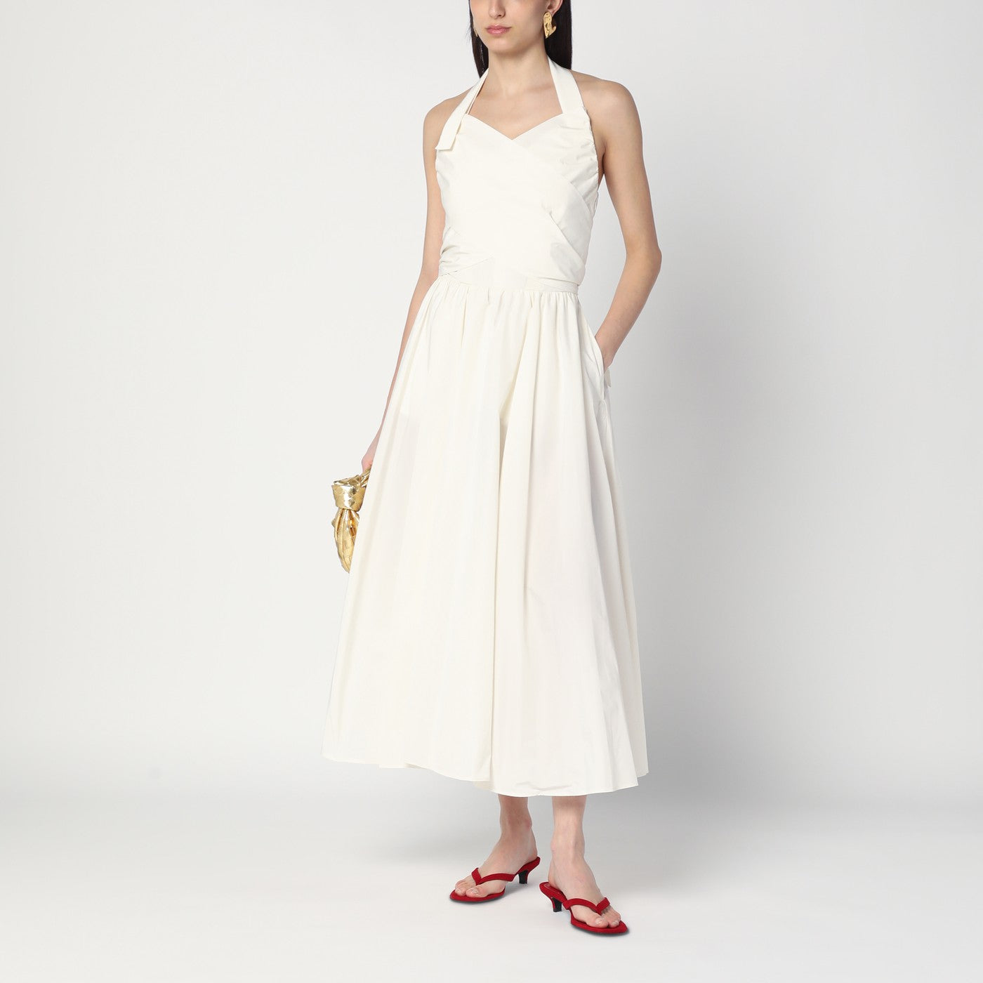 Abito avorio con fiocco sul retro