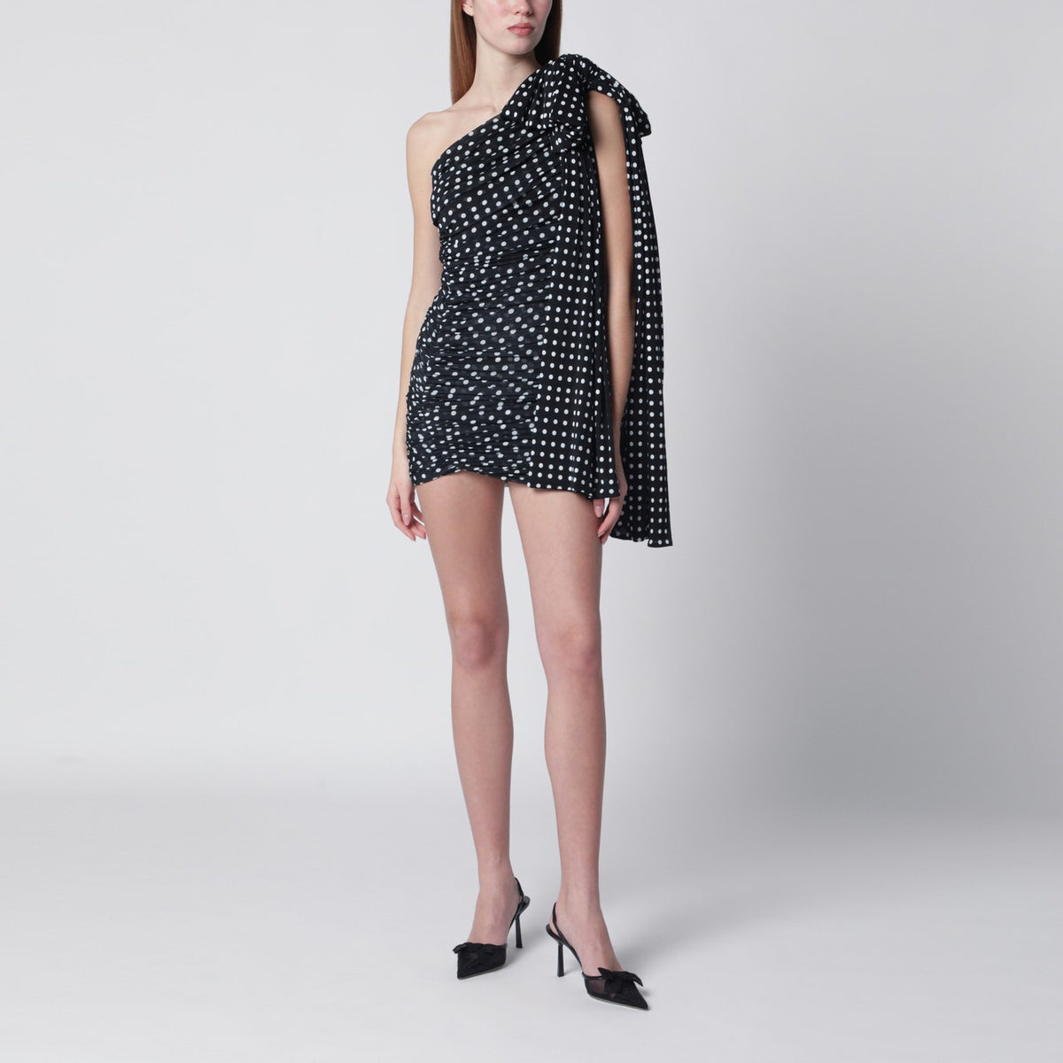 white polka dot one shoulder dress White Polka Dot One Shoulder Dress VESTIDO