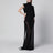 Langes schwarzes One-Shoulder-Seidenkleid