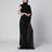 Langes schwarzes One-Shoulder-Seidenkleid