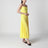 Abiha pleated midi dress with draping in yellow