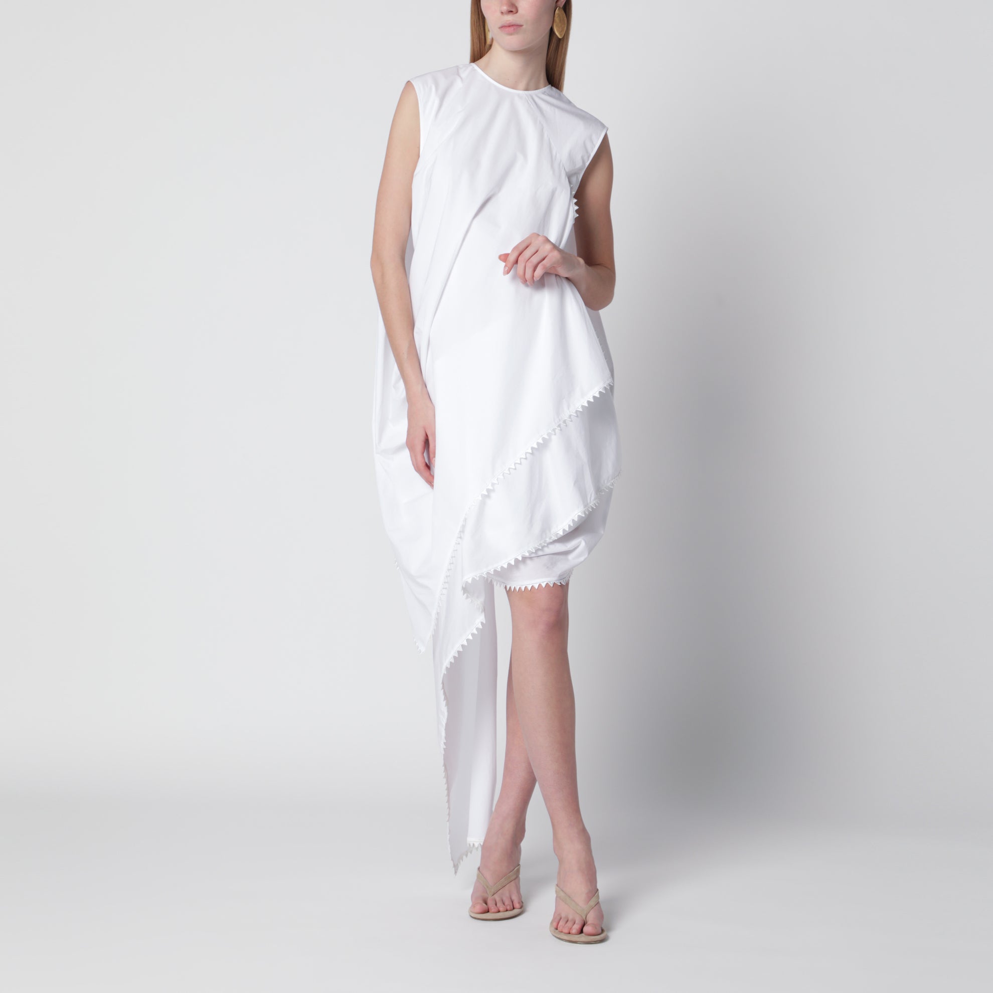 Robe asymétrique blanche en coton