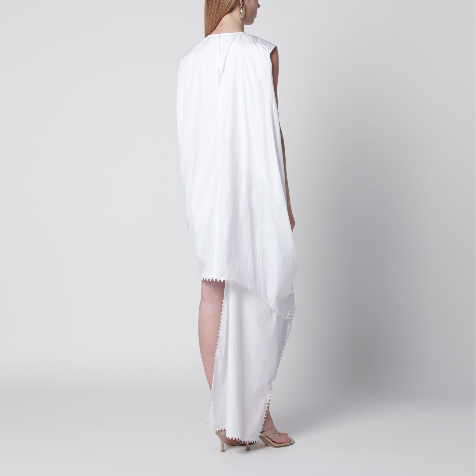 Robe asymétrique blanche en coton