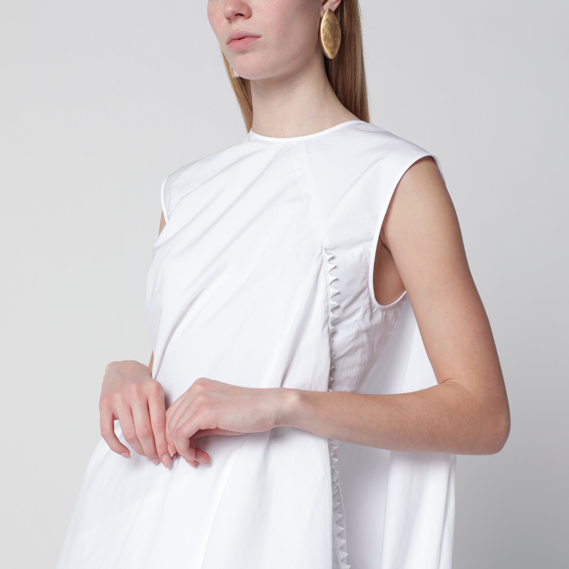 Robe asymétrique blanche en coton