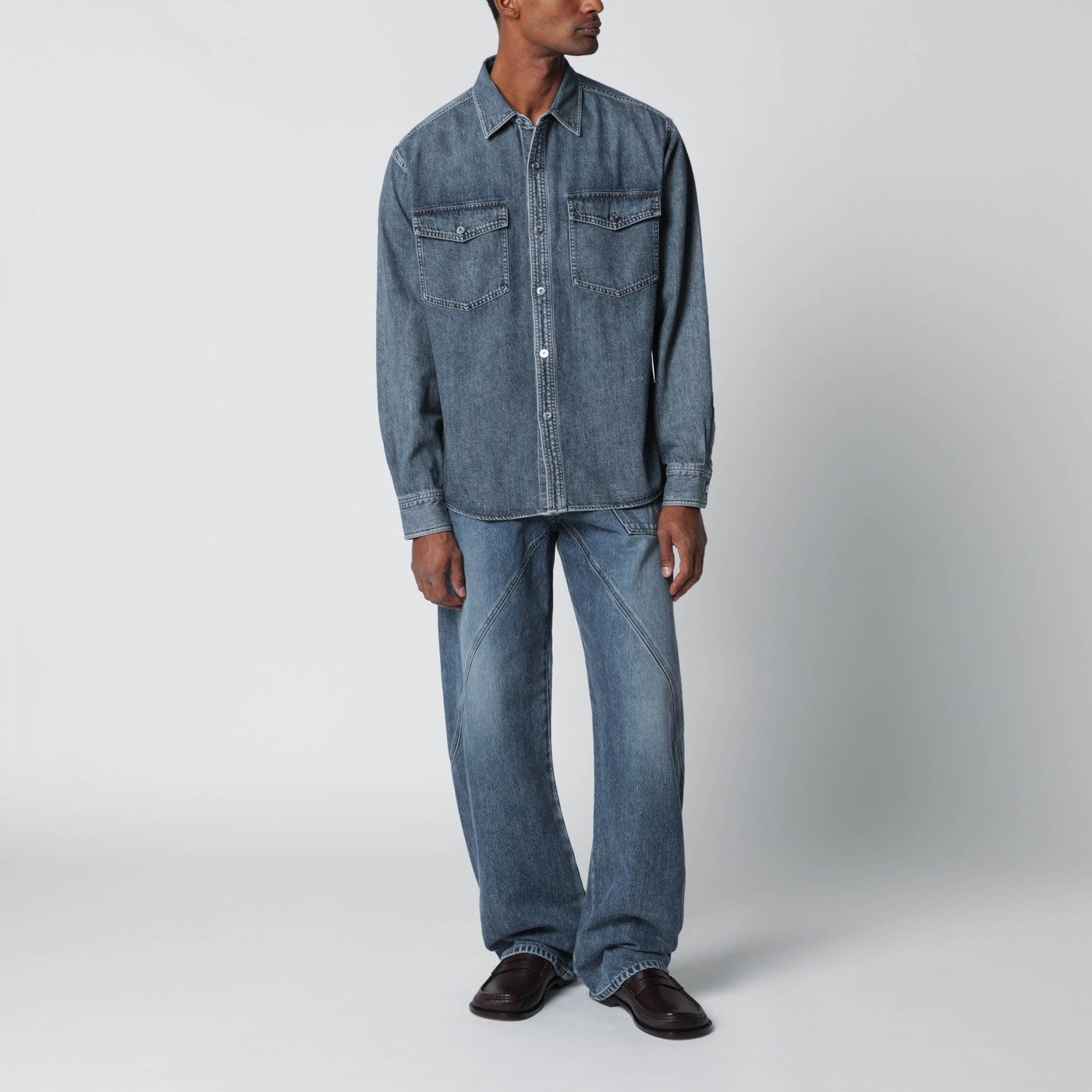 JW Anderson Mid-blue oversized denim shirt | TheDoubleF