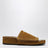 Wide slide in toffee suede