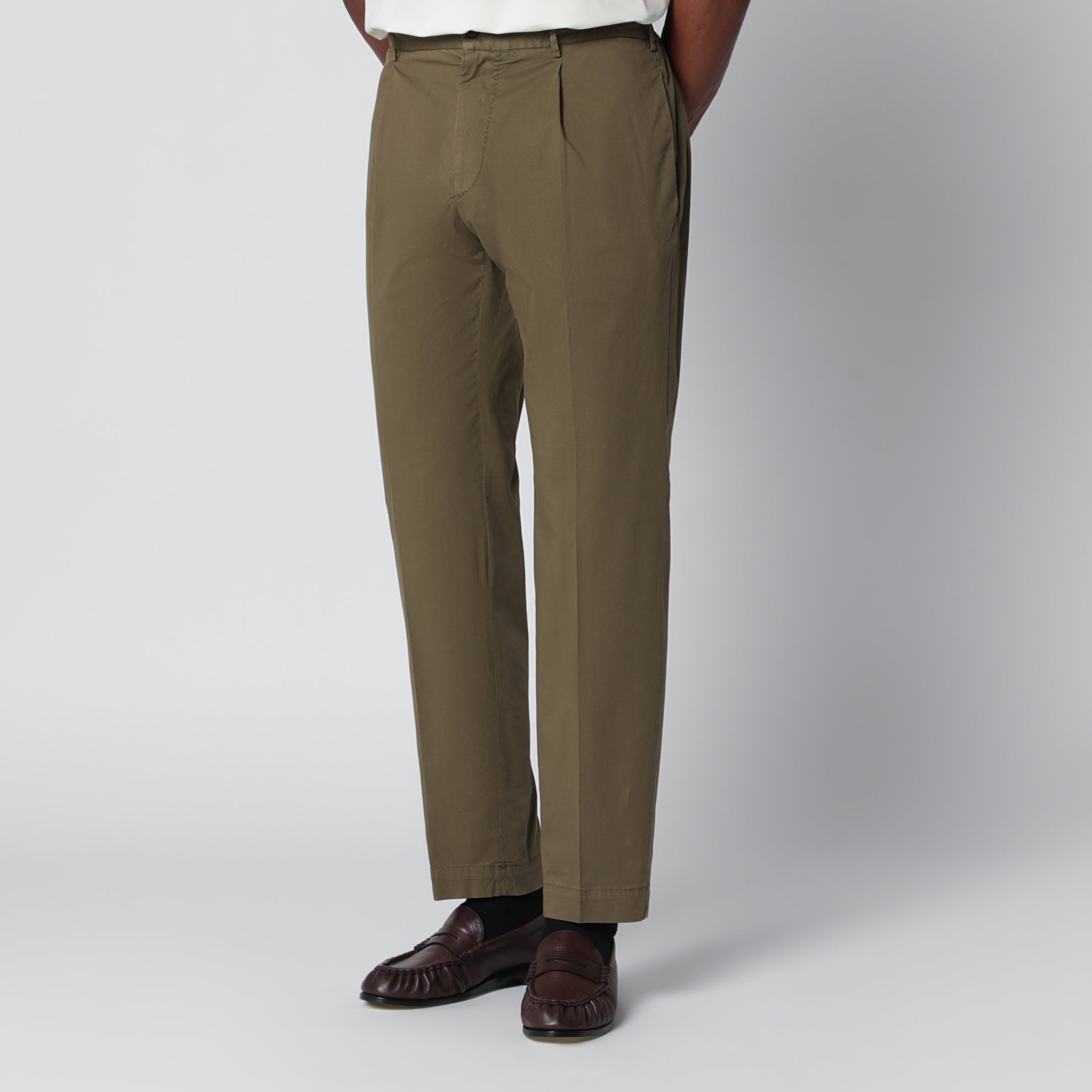 Pantalone verde oliva in misto cotone