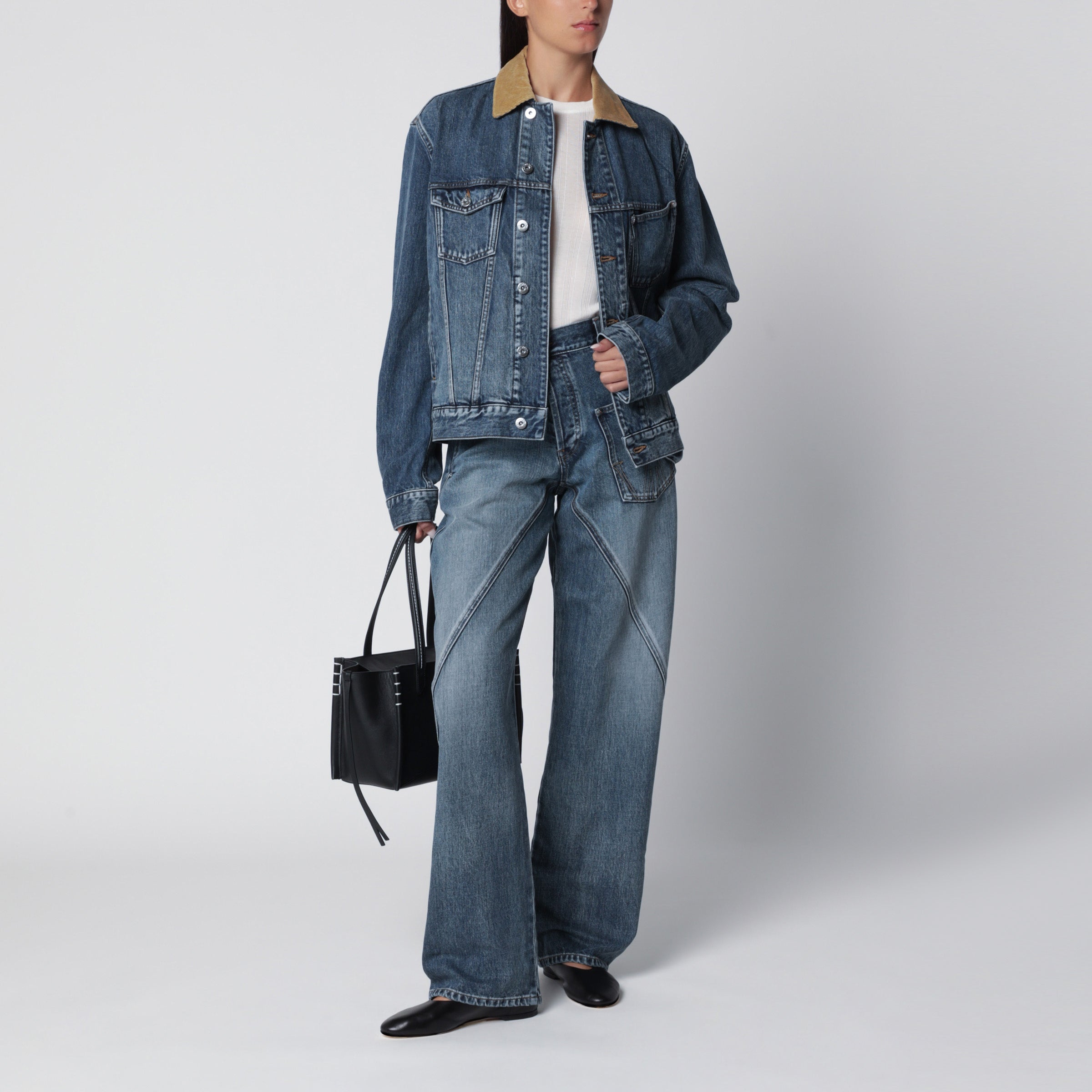 JW Anderson Workwear Twisted Mid Blue Cotton Jeans | TheDoubleF