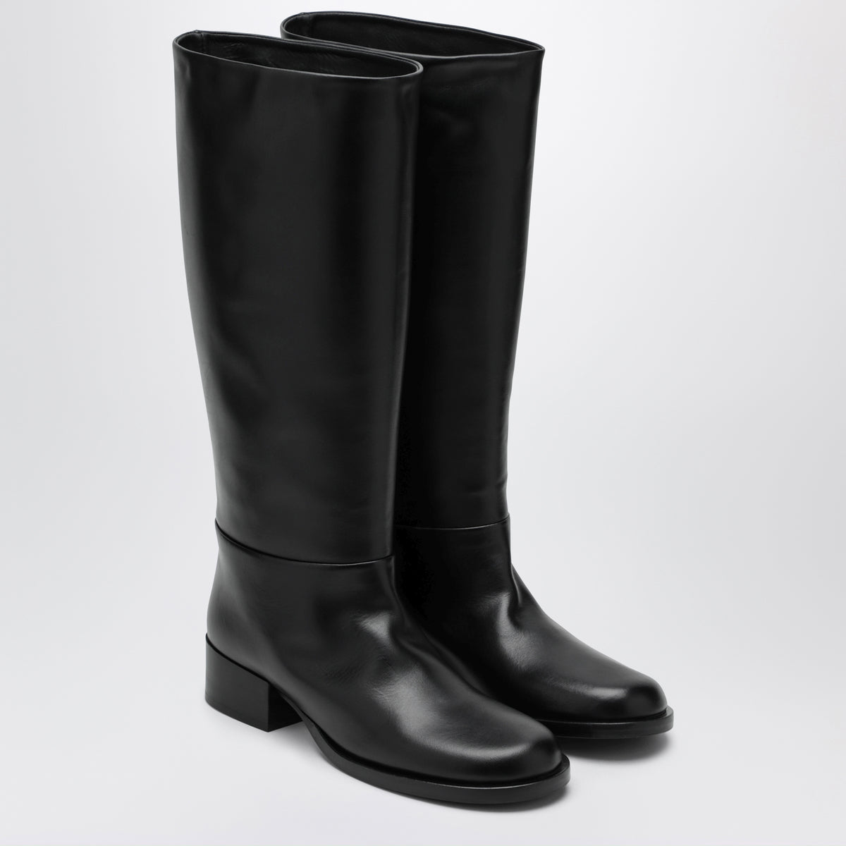 Bottes hautes en cuir noir Dante