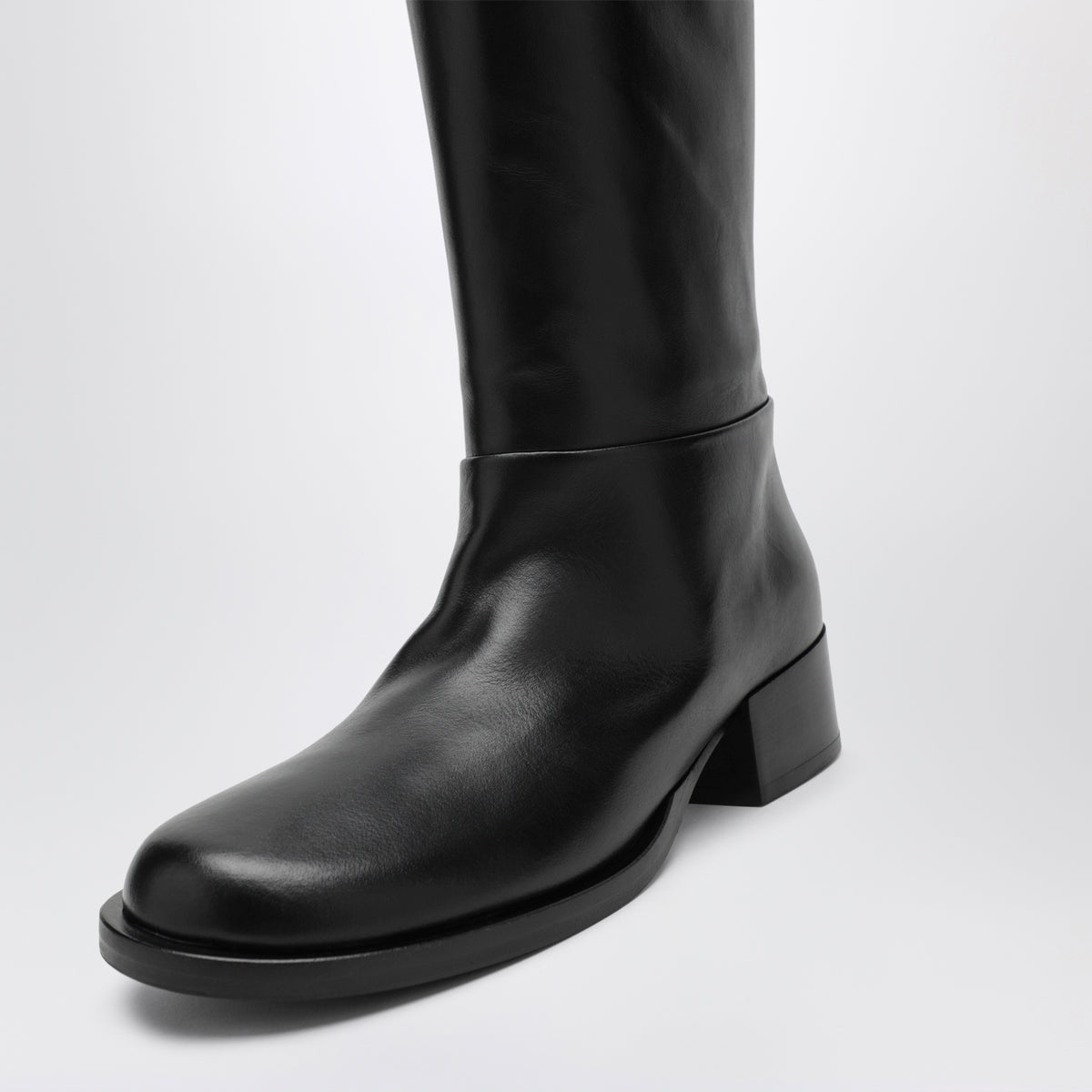 Bottes hautes en cuir noir Dante