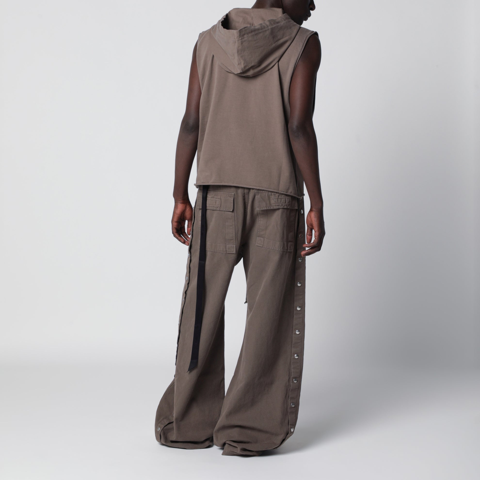 Top Hooded Tunic in cotone beige