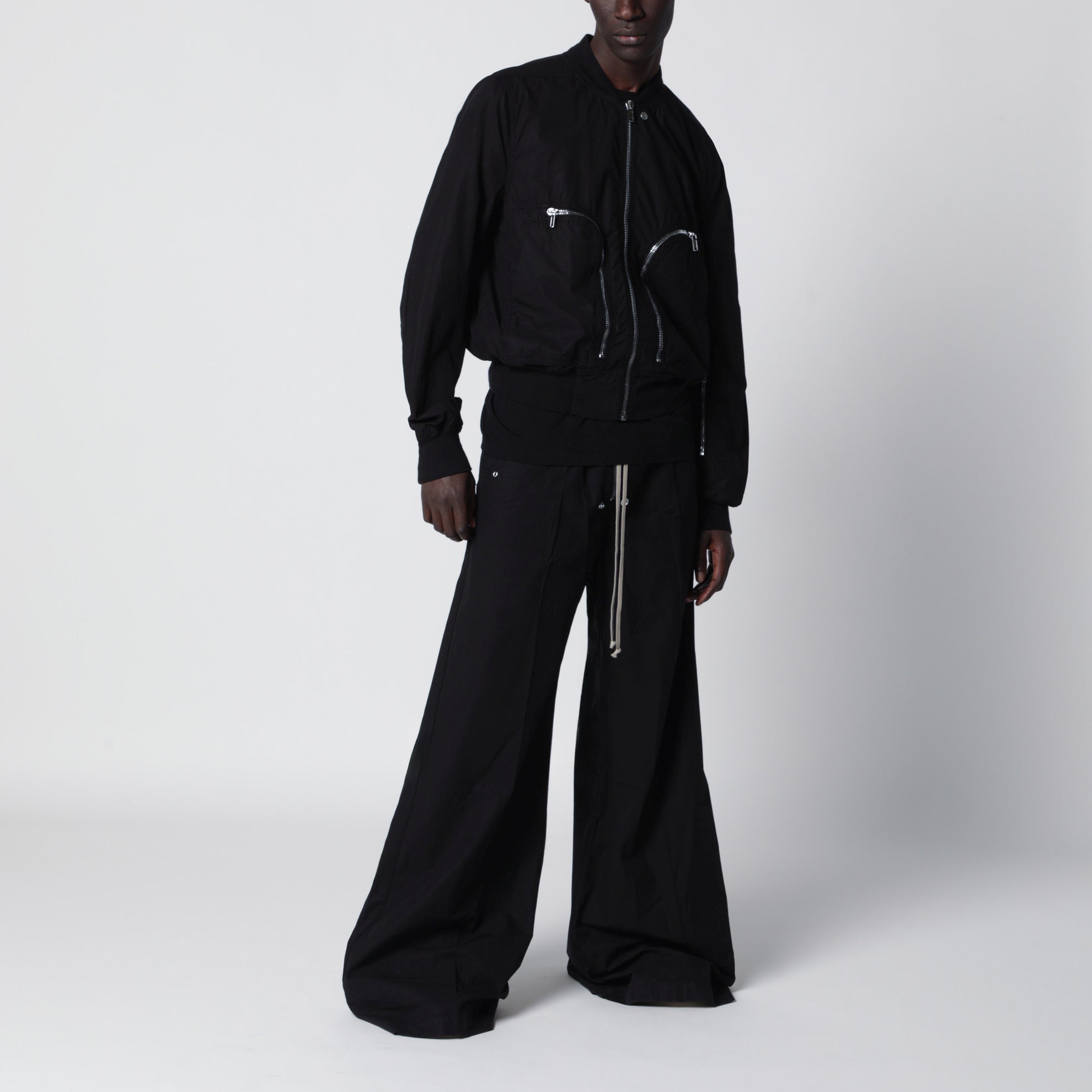 Bauhaus Flight ribbed cotton bomber jacket in black