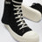 Temple Cargo Sneakers in black/milk white denim