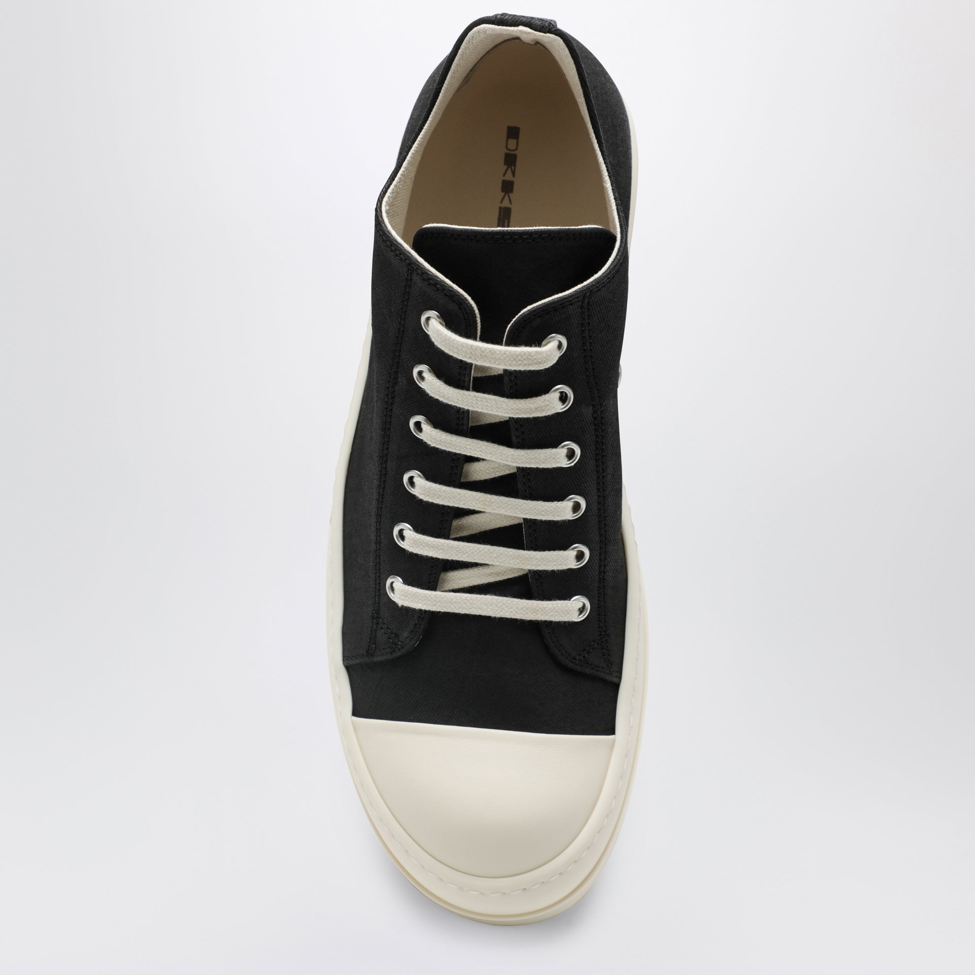 Temple Low Sneakers in black/milk white denim
