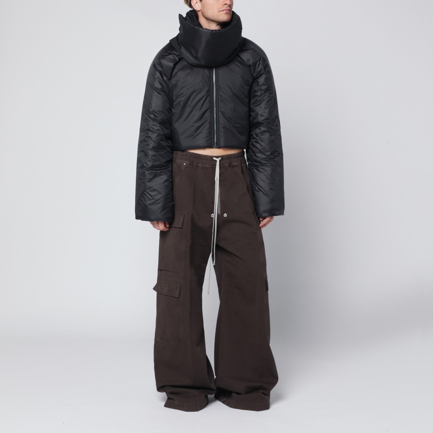 Dark powder grey nylon Double Cargo Jumbo Belas trousers