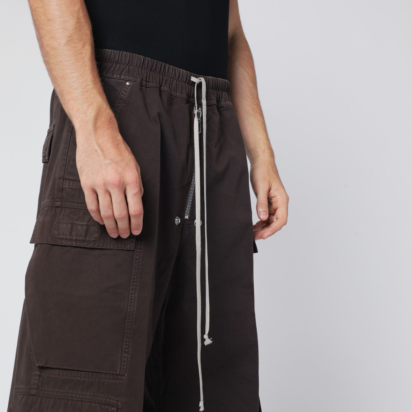 Dark powder grey nylon Double Cargo Jumbo Belas trousers