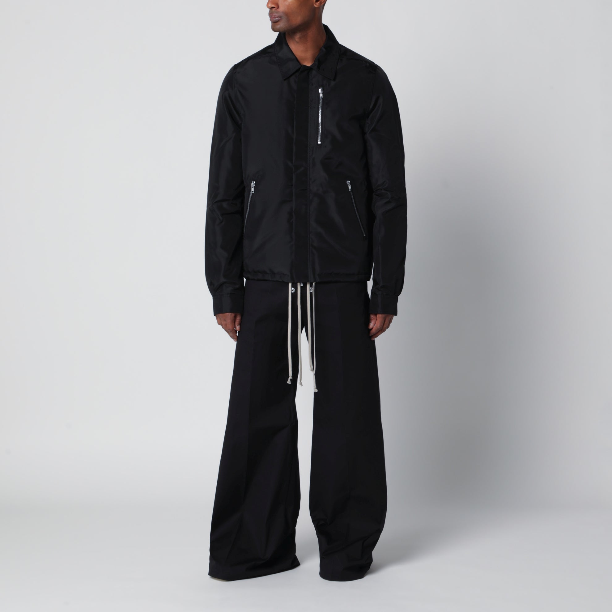 Padded jacket with hidden front zip in black nylon