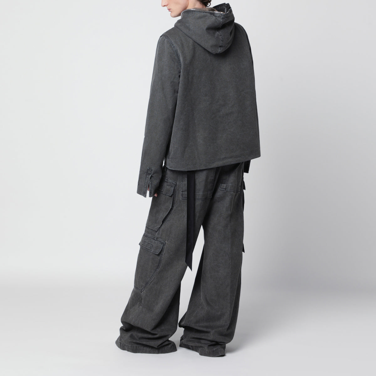 Giacca Gimp Zip Front color Gravel in denim lavato