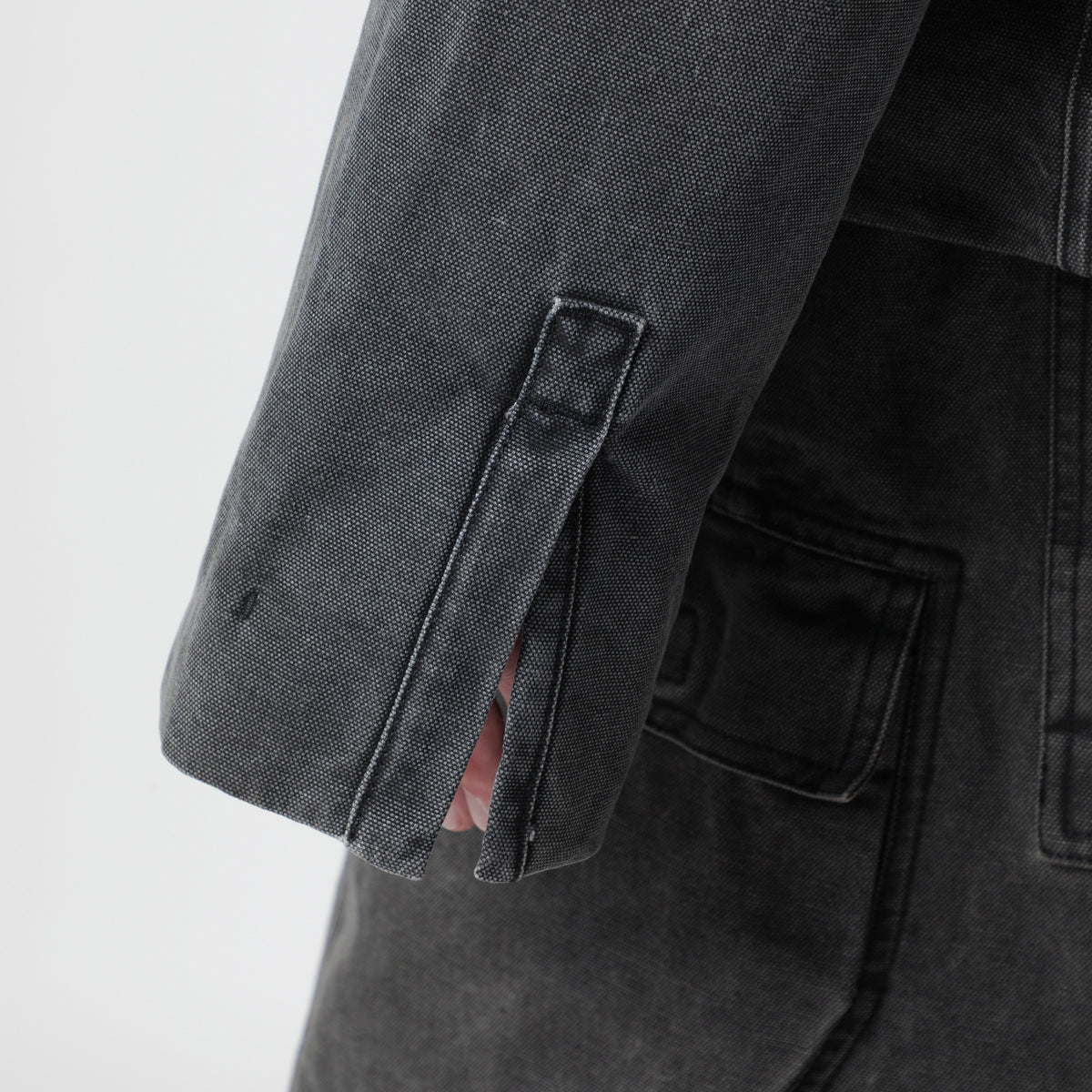 Giacca Gimp Zip Front color Gravel in denim lavato