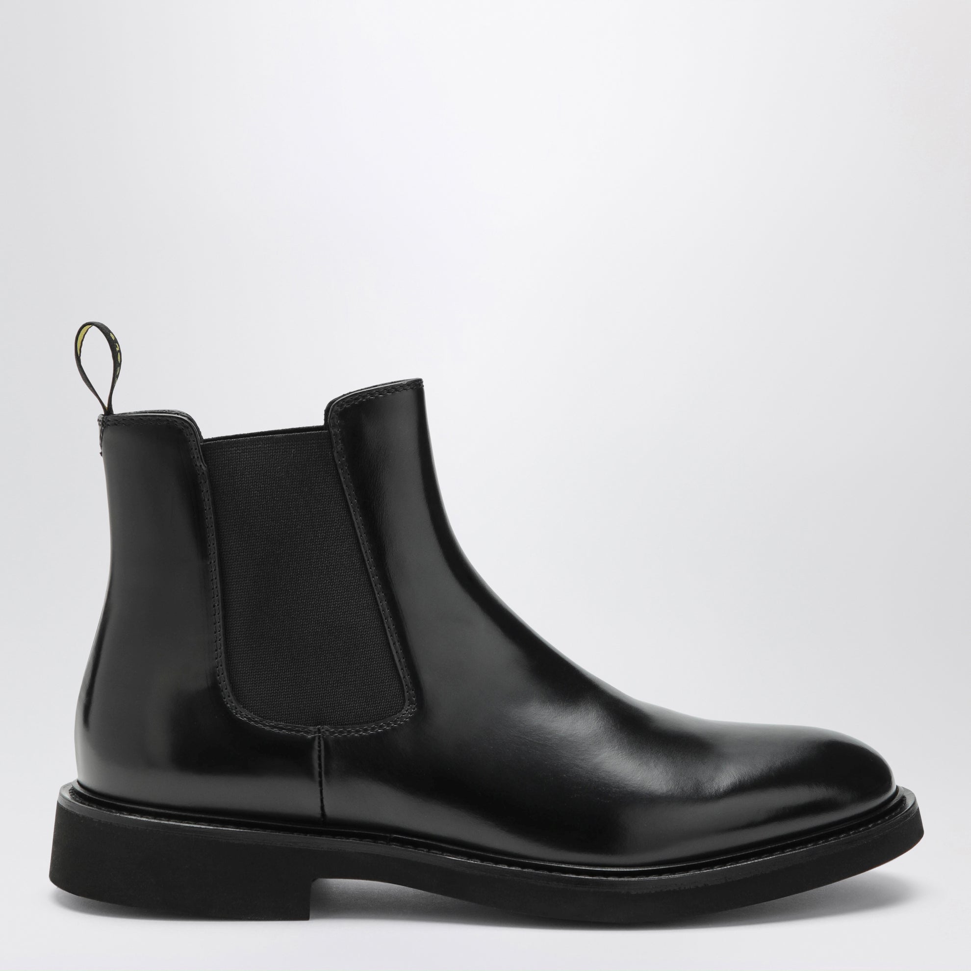 Black smooth leather ankle boots