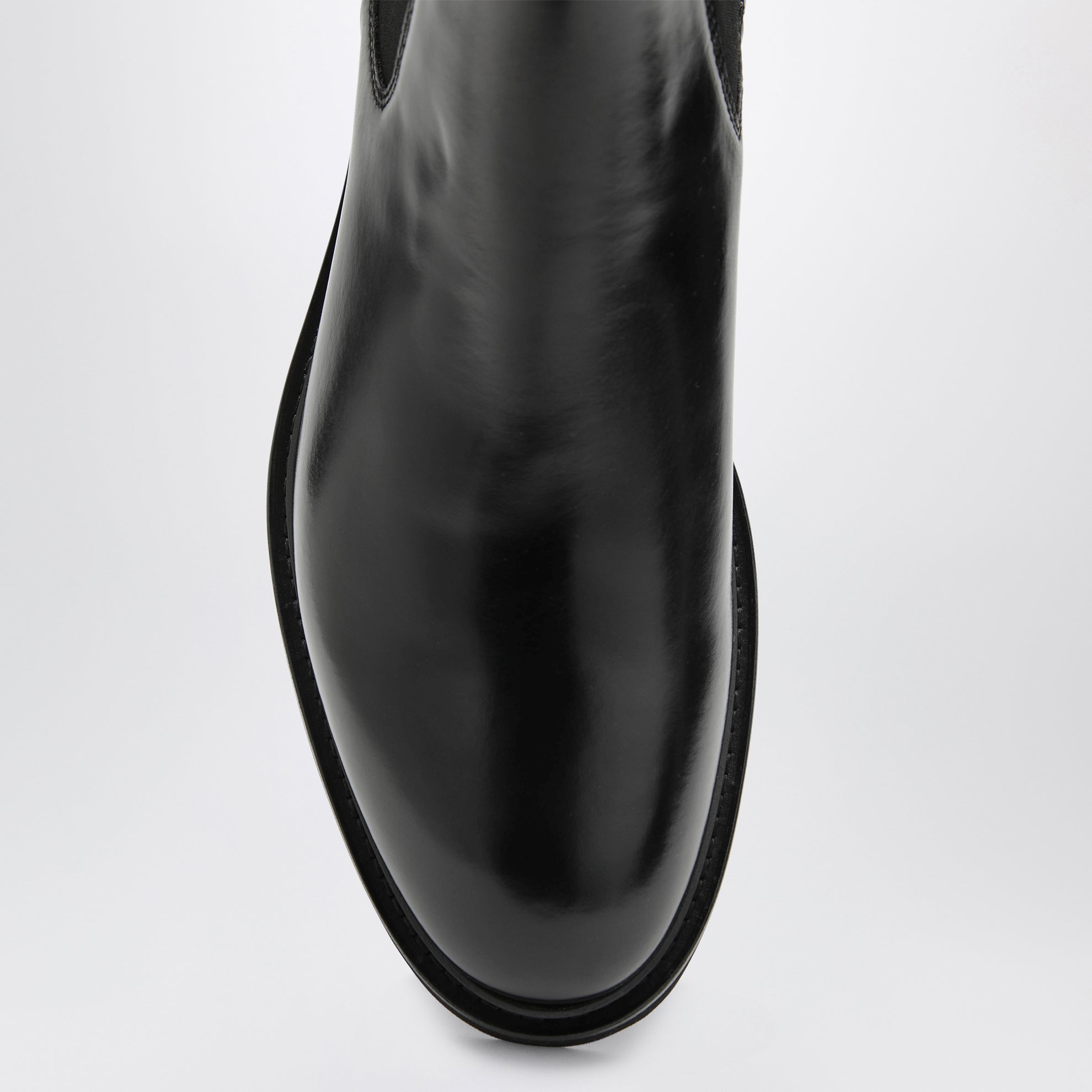 Black smooth leather ankle boots