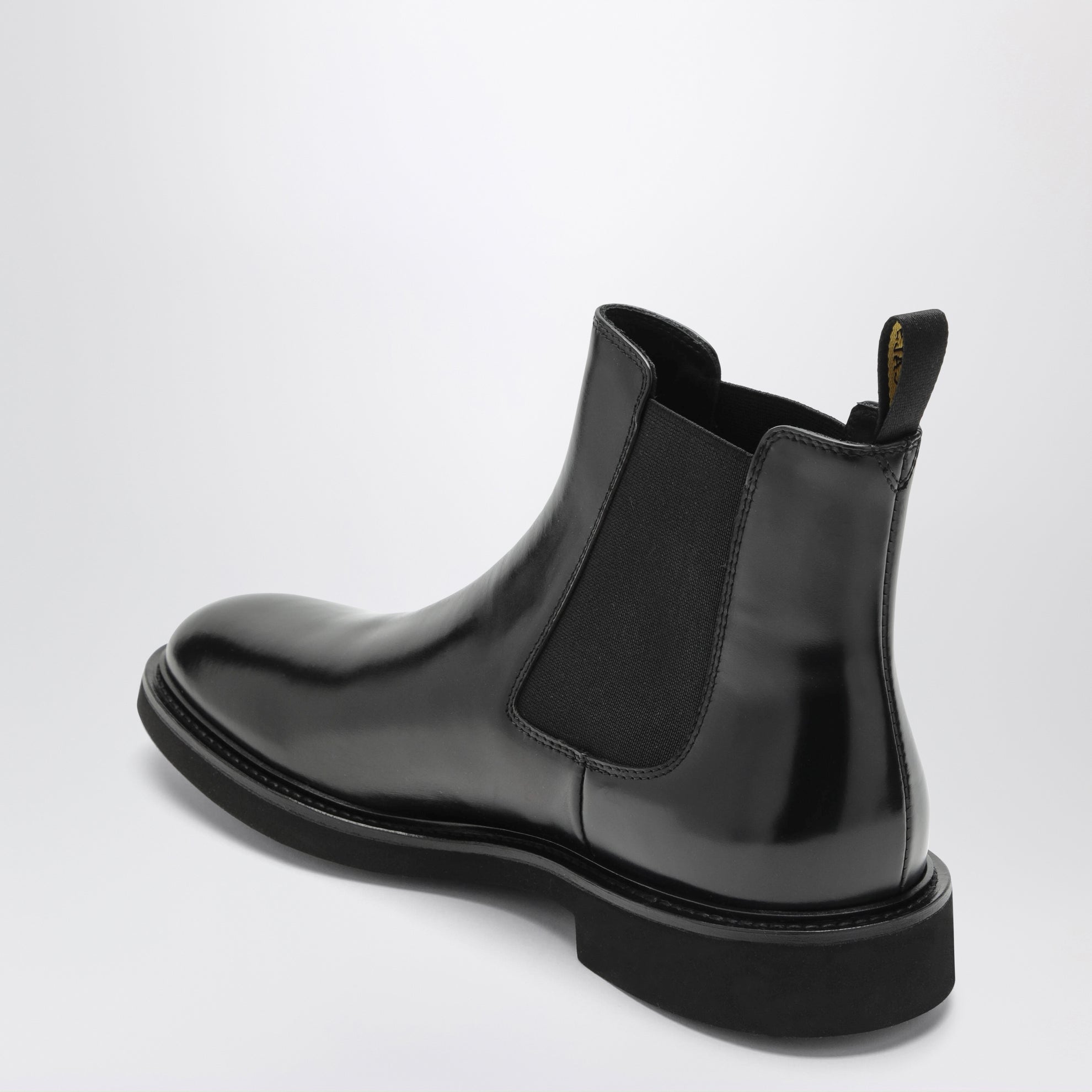 Black smooth leather ankle boots